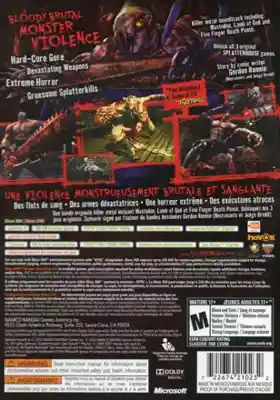 Splatterhouse (USA) box cover back